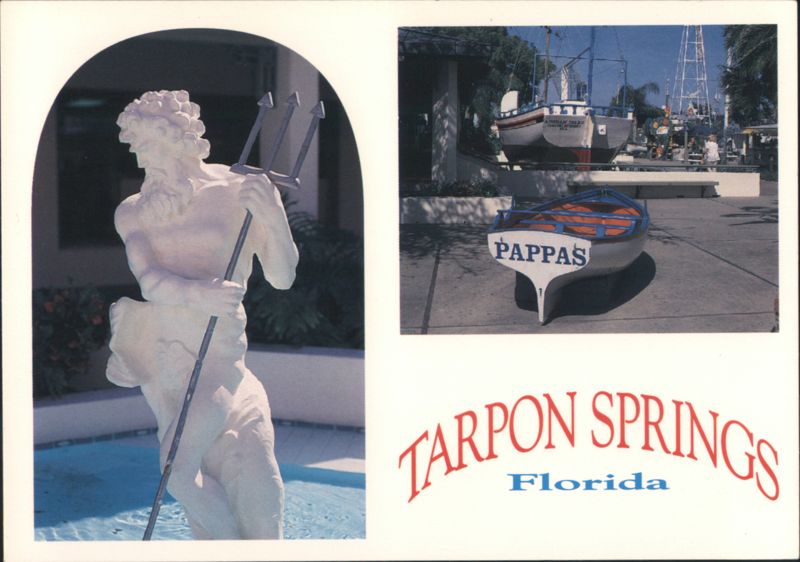 Neptune Statue & Pappas Boat, Tarpon Springs, Florida