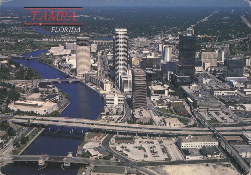 Tampa, Florida - Aerial Panoramic View of City Skyline