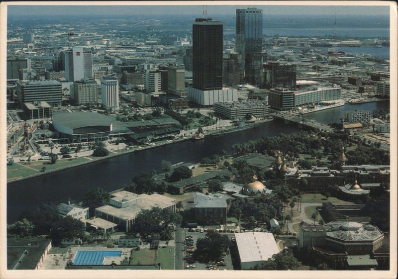 Tampa, FL - Modern Skyline and Hillsborough River Florida