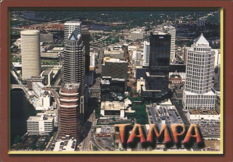 Tampa, Florida Skyline with Large 'TAMPA' Text