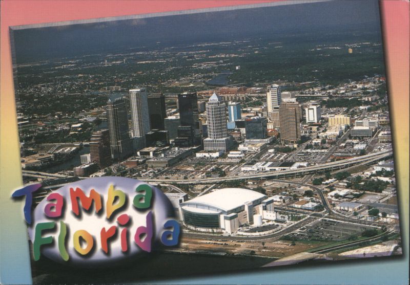 Tampa, Florida Skyline and Arena, Aerial View