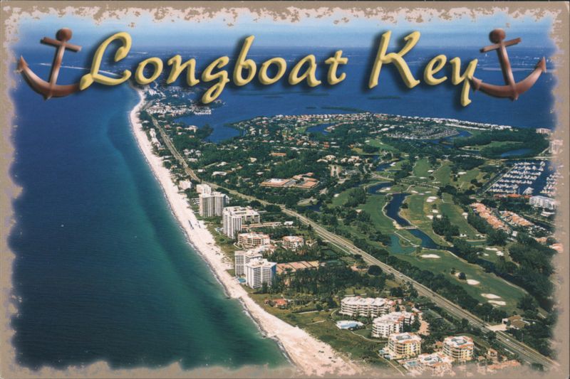 Aerial View of Longboat Key, Florida Coastline & Golf Course