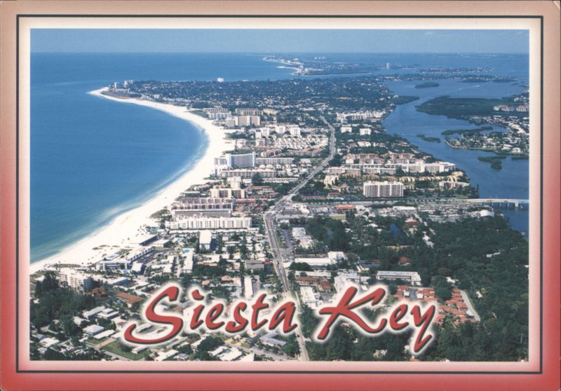 Siesta Key, Florida - Aerial View of White Sand Beach
