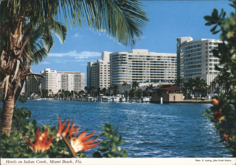 Hotels on Indian Creek, Miami Beach, FL Florida E. Ludwig, John Hinde Studios