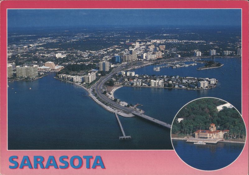Sarasota, FL: Aerial View with Ringling Mansion Inset Florida