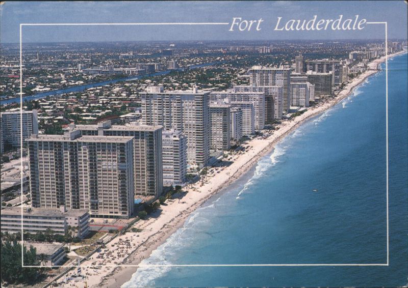 Fort Lauderdale, Aerial View of Beach and Hotels Florida