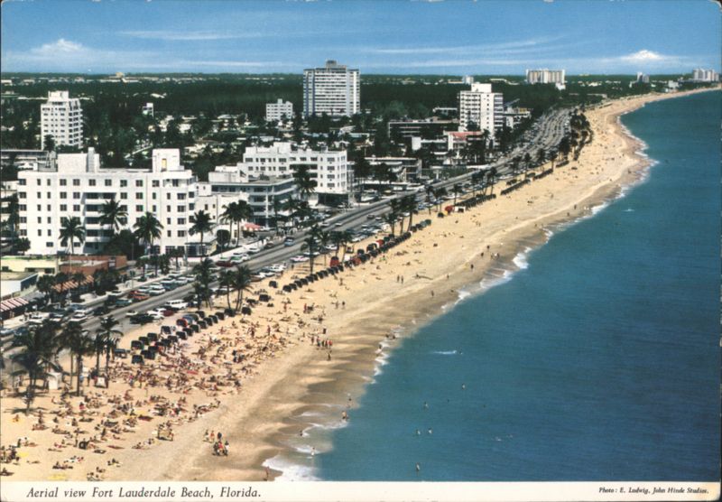 Aerial view Fort Lauderdale Beach, Florida E. Ludwig, John Hinde Studios