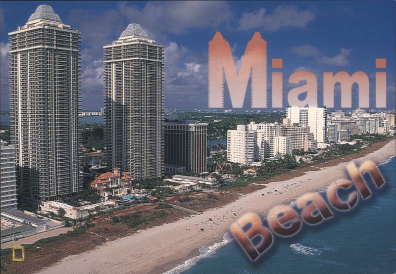 Aerial View of Miami Beach Coastline, Florida