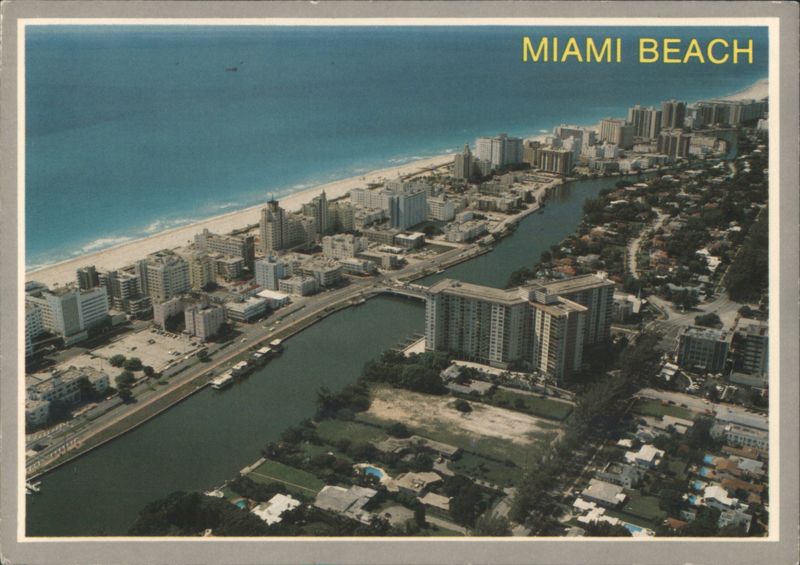 Aerial View, Miami Beach, Resort Capitol Florida Metro Dade Dpt. of Tourism