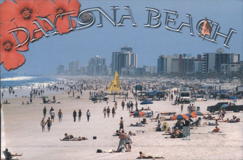 Daytona Beach - Crowded Shoreline Scene Florida Rindy Nyberg
