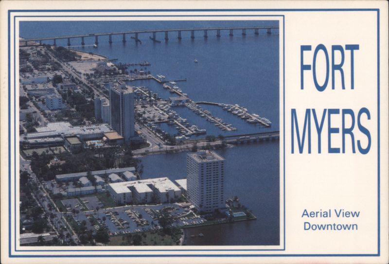 Fort Myers, Aerial View of Downtown & Yacht Basin Florida