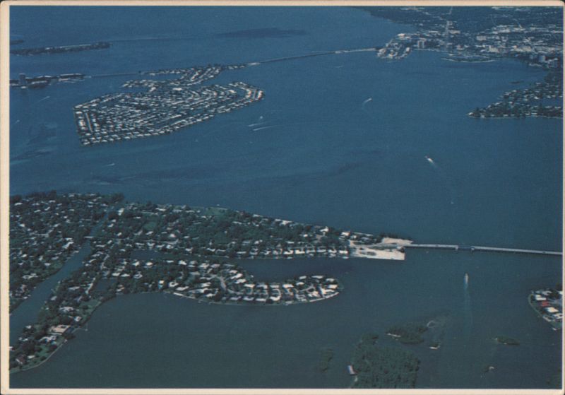 Aerial View of Sarasota Bay, Bird Key, Siesta Key Bridge Florida