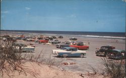 Cars on the Sand at Neptune Beach, Florida Postcard