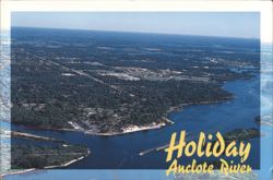 Holiday, Anclote River, Florida Aerial View Postcard