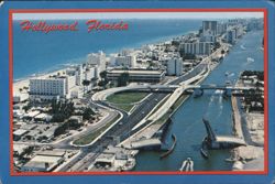 Hollywood, Florida - A1A, Ocean & Intracoastal Waterway Postcard
