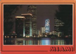 Miami Skyline at Night Postcard