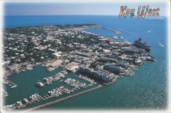 Key West, FL - Aerial View of Harbor & Cruise Ship Postcard