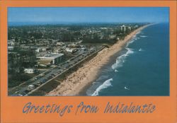 Greetings from Indialantic, FL - Aerial Beach View Postcard