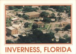 Inverness, Florida, Aerial View with Courthouse Postcard