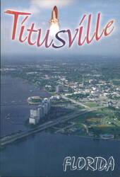 Titusville, FL Aerial View with Space Shuttle Launch Postcard