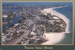 Treasure Island, FL, Southward Aerial View of Beaches Postcard