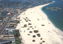 Treasure Island, Florida, Aerial View of Beach and Coastline Postcard