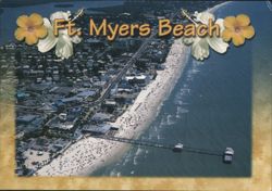 Ft. Myers Beach, Aerial View with Pier Postcard