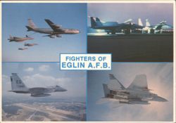 Eglin AFB Fighter Jets Fort Walton Beach FL Air Force Chrome Postcard