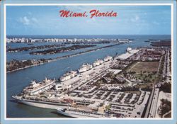 Port of Miami, Florida with Cruise Ships Postcard