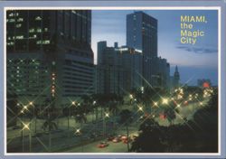 Miami, The Magic City, Biscayne Blvd. at Night Postcard