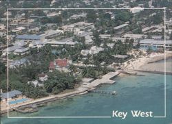 Key West, FL: Aerial of Duval Street South & Coast Postcard