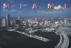 Aerial View of Miami Skyline, Florida Postcard