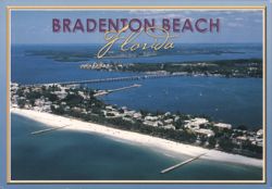 Bradenton Beach, Florida, Aerial View with Bridge Postcard