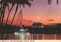 Lake Eola Fountain at Sunset, Orlando, FL Postcard
