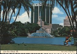 Lake Eola Fountain & Orlando Skyline Postcard