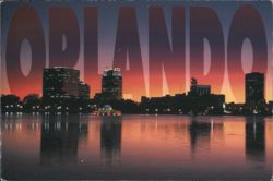 Orlando Skyline at Sunset, Lake Eola Postcard