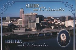 Saludos & Greetings from Orlando Skyline Postcard
