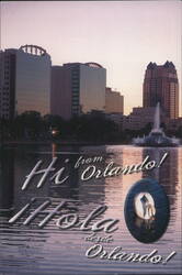 Orlando Skyline, Lake Eola & Fountain at Dusk Postcard