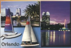 Orlando, Lake Eola Day and Night Views Postcard