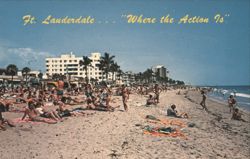 Ft. Lauderdale Beach - 'Where the Action Is' Postcard