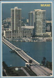 Marriott Hotel & Venetian Causeway, Miami Postcard
