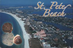 St. Pete Beach Aerial View with Seashells Postcard