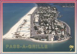 Pass-A-Grille, Florida, Aerial View Postcard