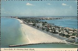 Pass-a-Grille, St. Petersburg Beach, FL Aerial View Postcard