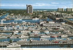 Fort Lauderdale FL Marina Pier 66 Bascule Bridge Chrome Postcard