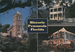 Pensacola FL Dorr House Old Christ Church Rosie's Chrome PC Postcard