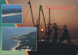 Amelia Island, Shrimp Boats at Sunset Postcard