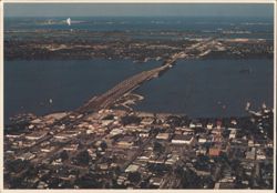 Aerial View, Cocoa, FL, Hubert H. Humphrey Bridge Postcard