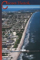 Cocoa Beach, Florida - Aerial View with Pier Postcard