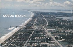 Cocoa Beach, FL - Aerial View of Coastline and Town Postcard